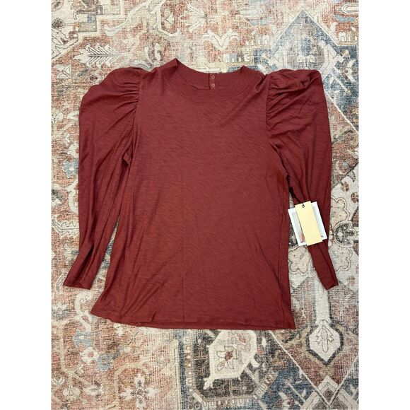 Nation LTD NWT Romy Modest Tee in Red Clay Blouse, Sz Medium - Picture 3 of 12
